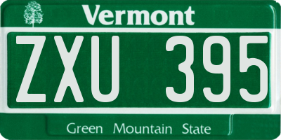 VT license plate ZXU395