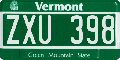 VT license plate ZXU398