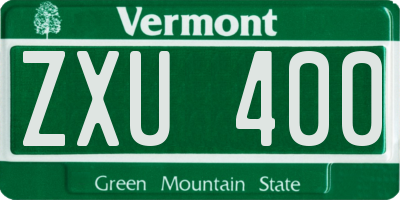 VT license plate ZXU400