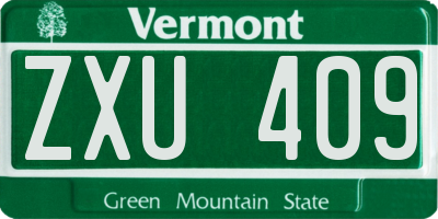VT license plate ZXU409