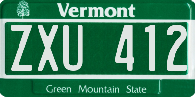 VT license plate ZXU412