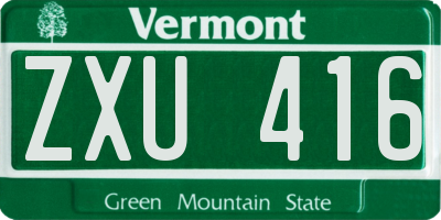 VT license plate ZXU416