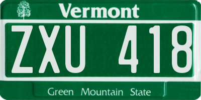VT license plate ZXU418