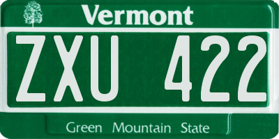VT license plate ZXU422