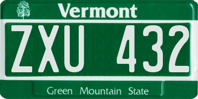 VT license plate ZXU432