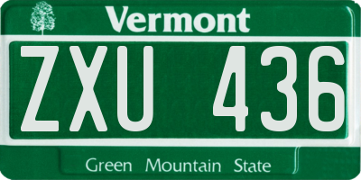 VT license plate ZXU436