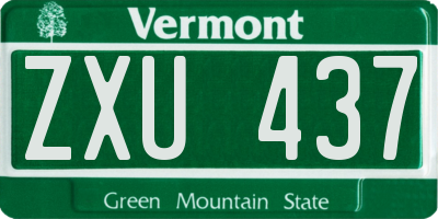 VT license plate ZXU437