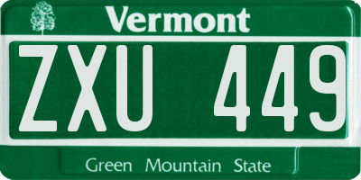 VT license plate ZXU449