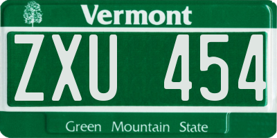 VT license plate ZXU454