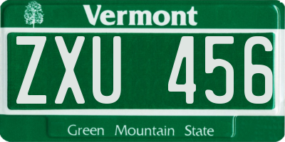 VT license plate ZXU456