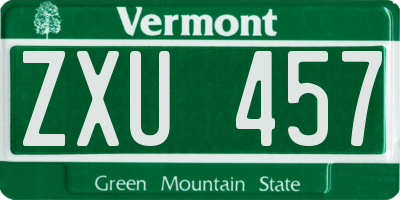 VT license plate ZXU457