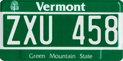 VT license plate ZXU458