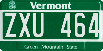 VT license plate ZXU464