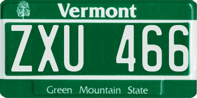 VT license plate ZXU466