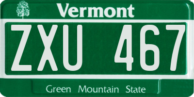 VT license plate ZXU467