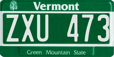 VT license plate ZXU473
