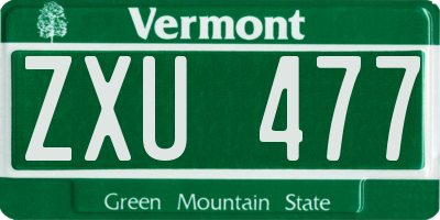 VT license plate ZXU477