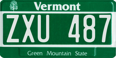 VT license plate ZXU487