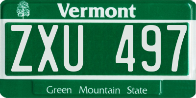 VT license plate ZXU497