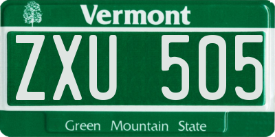 VT license plate ZXU505