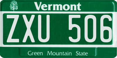 VT license plate ZXU506