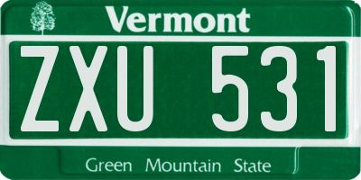VT license plate ZXU531