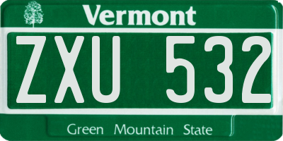 VT license plate ZXU532
