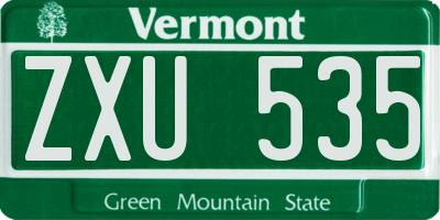 VT license plate ZXU535