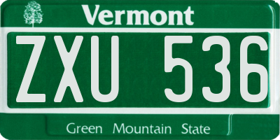 VT license plate ZXU536