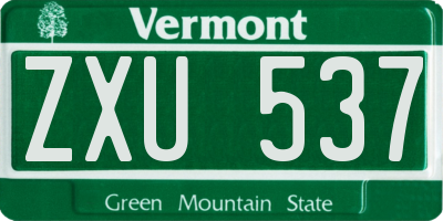 VT license plate ZXU537