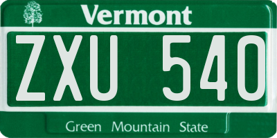 VT license plate ZXU540