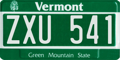 VT license plate ZXU541
