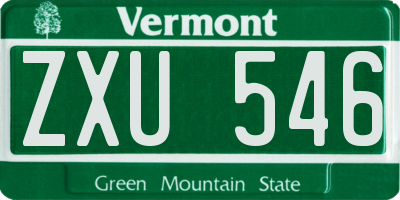 VT license plate ZXU546