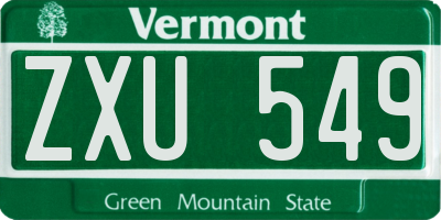 VT license plate ZXU549