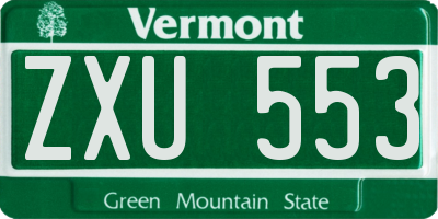 VT license plate ZXU553