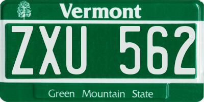 VT license plate ZXU562