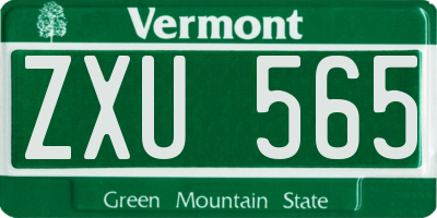 VT license plate ZXU565
