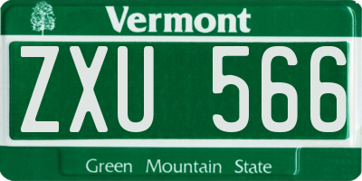 VT license plate ZXU566