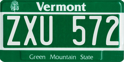 VT license plate ZXU572