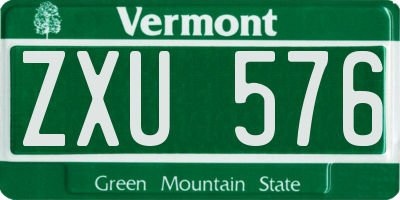 VT license plate ZXU576