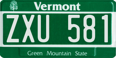VT license plate ZXU581