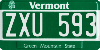 VT license plate ZXU593