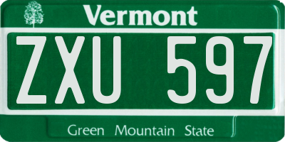 VT license plate ZXU597