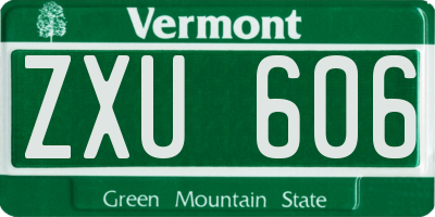 VT license plate ZXU606