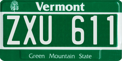 VT license plate ZXU611