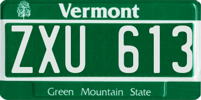 VT license plate ZXU613