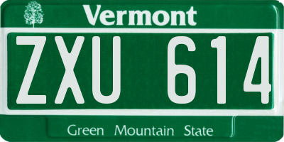 VT license plate ZXU614