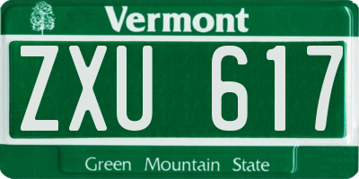 VT license plate ZXU617