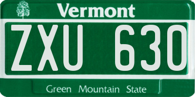 VT license plate ZXU630