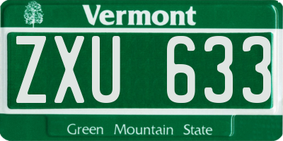 VT license plate ZXU633